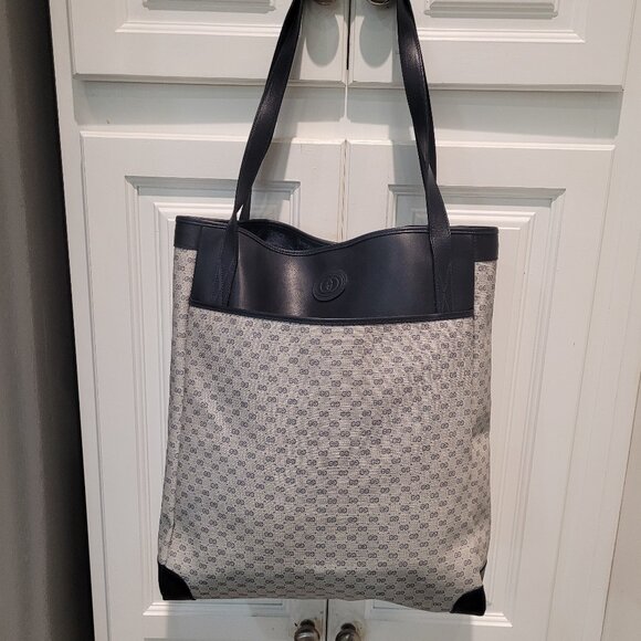 GUCCI MICRO GG**LARGE TOTE/SHOULDER BAG** NAVY - Picture 8 of 16